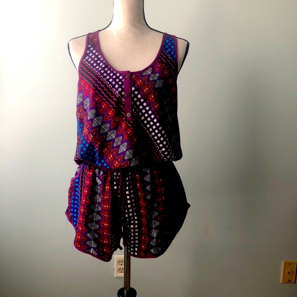 Purple Multi Color Romper w/pockets